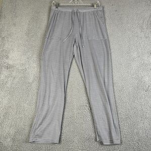 Tahari Sleepwear Pajama Pants Womens Medium Gray White Stripe Drawstring